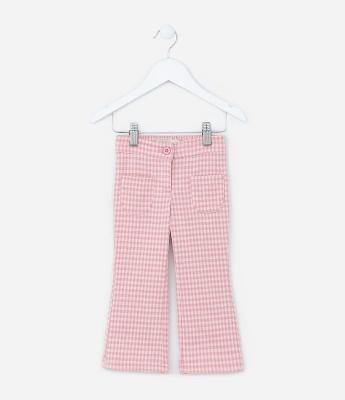 Calça Flare Infantil com Estampa Xadrez Vichy - Tam 1 a 5 Anos
