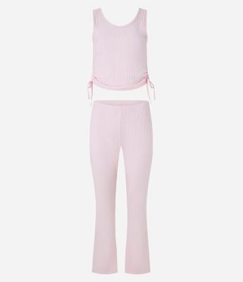 Pijama Longo em Ribana com Laços Laterais