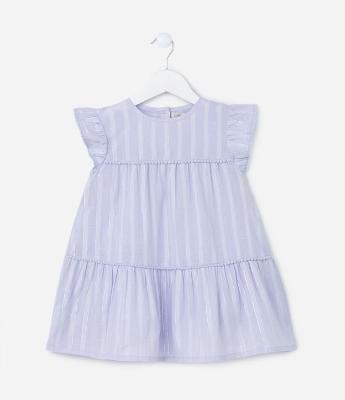 Vestido Marias Infantil em Tricoline com Fio Metalizado - Tam 1 a 5 Anos