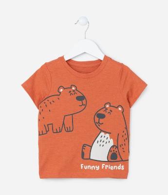 Camiseta Infantil com Estampa de Ursinhos - Tam 1 a 6 Anos