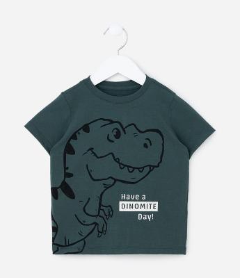 Camiseta Infantil com Estampa Dinossauro - Tam 1 a 6 Anos