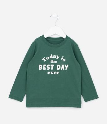 Camiseta Infantil com Lettering Best Day Ever - Tam 1 a 6 Anos