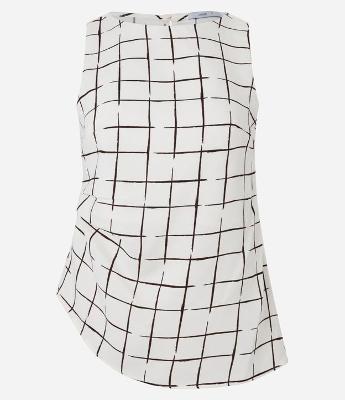 Blusa em Crepe com Estampa Xadrez Grid