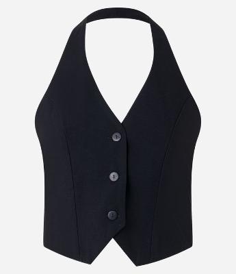 Blusa Frente Única Alfaiatada em Viscose com Costas Abertas