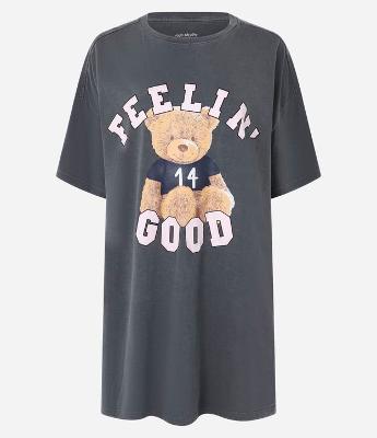 Camisola T-shirt em Algodão com Estampa Ursinho Feelin Good