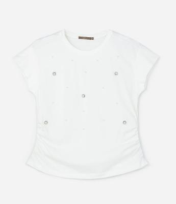 Blusa Ribana com Perolas Strass e Franzido Curve & Plus Size