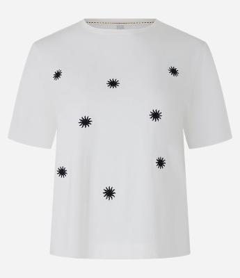 Blusa Curta em Algodão com Bordado de Solzinhos