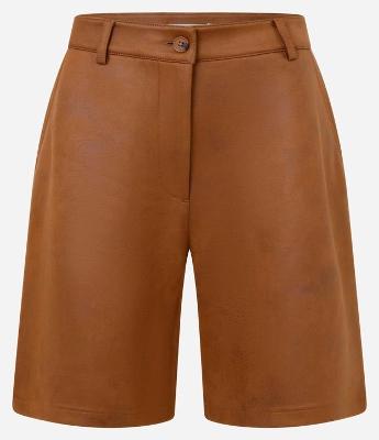 Short Reto Cintura Alta em Suede com Bolsos