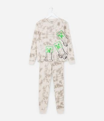 Pijama Infantil em Algodão com Estampa Minecraft - Tam 5 a 14 Anos