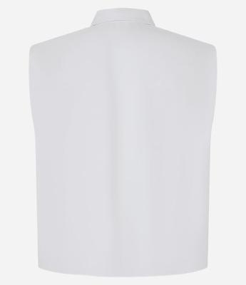 Camisa Sem Manga em Tricoline com Bolso no Peito