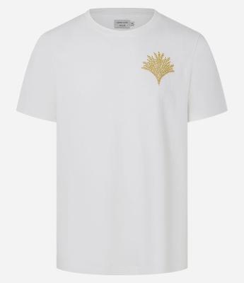 Camiseta Regular em Algodão com Estampa Bordada