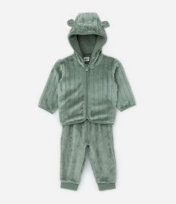 Conjunto Infantil em Fleece com Capuz e Orelhinhas - Tam 0 a 18 meses