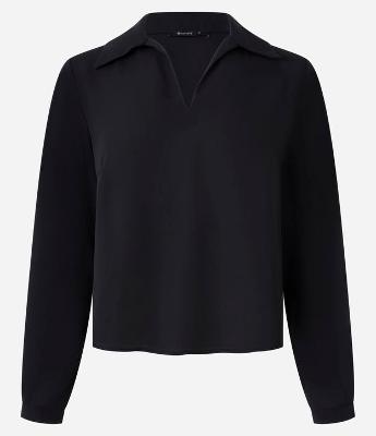 Blusa em Crepe com Gola Polo e Zíper