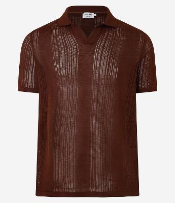 Camisa Polo com Textura Vertical