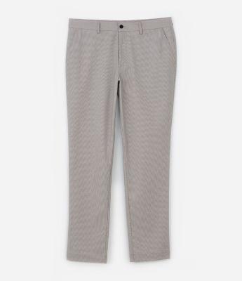 Calça Slim Alfaiataria com Estampa Xadrez em Fio Tinto