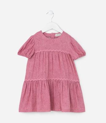 Vestido Infantil em Viscose com Estampa Floral - Tam 1 a 5 Anos