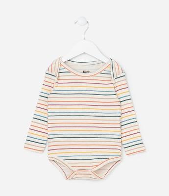 Body Infantil em Ribana com Estampa Listrada - Tam RN a 18 meses
