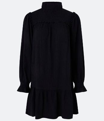 Vestido Curto em Viscose com Gola Alta e Lastex