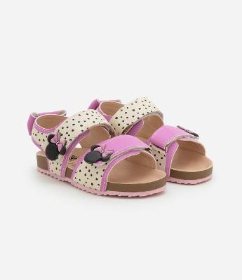 Sandália Infantil com Velcro e Patchs da Minnie - Tam 20 a 27