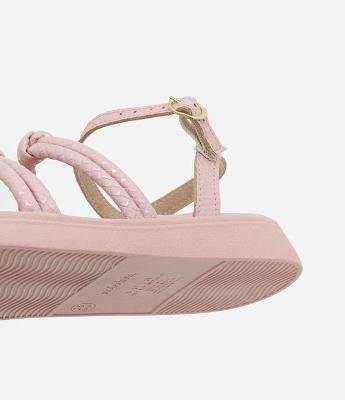 Sandália Flatform Infantil com Tirinhas Texturizadas e Nó - Tam 20 a 25