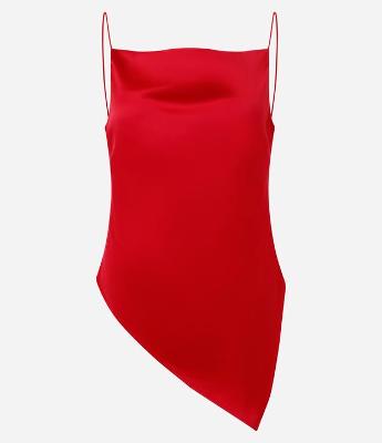 Blusa de Alça Acetinada com Decote Degagê