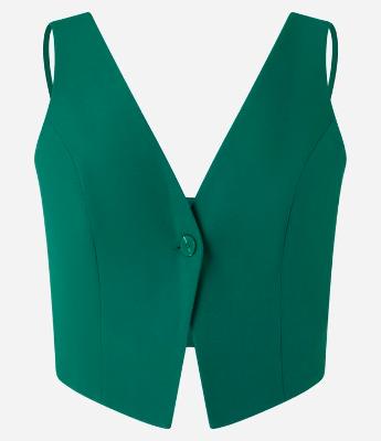 Blusa Alfaiatada Estilo Colete em Crepe com Alças Finas nas Costas