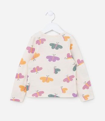 Blusa Infantil com Estampa Borboletinhas - Tam 1 a 6 Anos