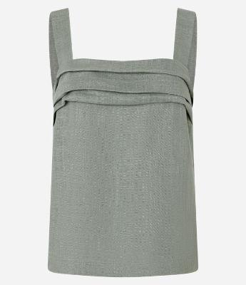Blusa em Viscolinho com Alça Larga e Pregas no Decote