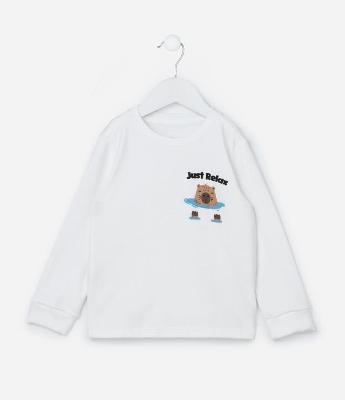 Camiseta Infantil com Estampa Capivara Relax - Tam 1 a 6 Anos