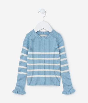 Blusa Infantil em Tricô com Babadinho nos Punhos - Tam 1 a 5 Anos