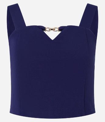 Blusa Cropped em Crepe com Aviamento no Decote Coração