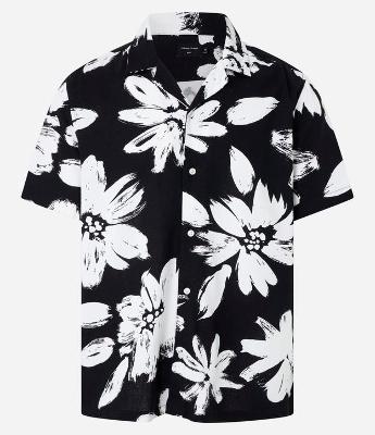 Camisa Boxy em Viscose e Linho com Estampa Floral