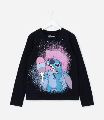 Camiseta Infantil com Estampa Stitch com Sorvete - Tam 5 a 14 Anos