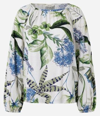 Blusa em Viscose com Decote Canoa e Estampa Floral