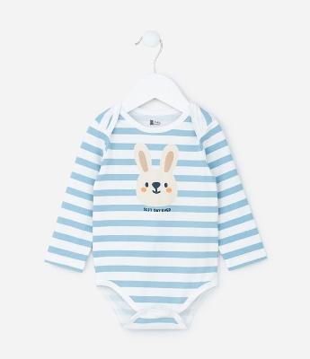 Body Infantil em Algodão com Estampa Coelho - Tam 0 a 18 meses