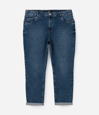 Calça Mom Jeans Elastano e Barra Dobrada Curve & Plus Size