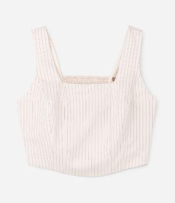 Top Cropped Alfaiataria Risca de Giz Curve e Plus Size