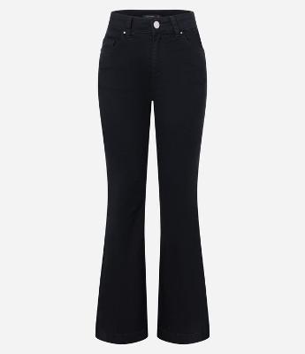 Calça Flare em Sarja com Cintura Alta