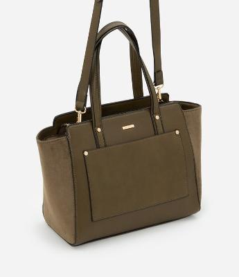 Bolsa Média Efeito Camurça com Alça Longa Removível