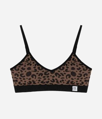 Sutiã Top sem Bojo Seamless Estampado de Oncinha