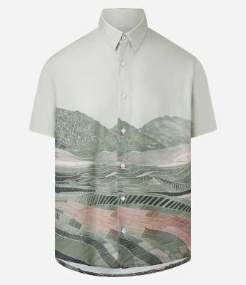 Camisa Comfort em Voil com Estampa de Cenário