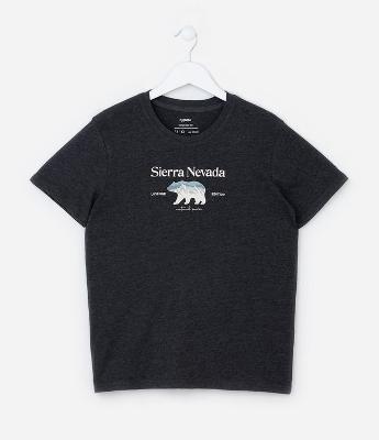 Camiseta Infantil com Lettering e Estampa Urso - Tam 5 a 14 Anos