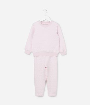 Conjunto Infantil com Textura Matelasse de Corações - Tam 1 a 5 Anos