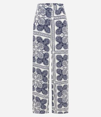 Calça Wide Leg  Cintura Alta em Viscose com Estampa Paisley