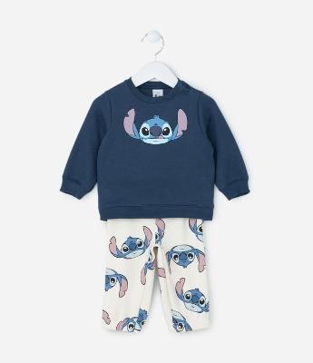 Conjunto Infantil Quentinho com Estampa do Stitch - Tam 0 a 18 meses
