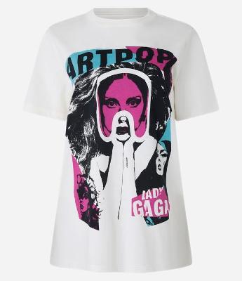 Camiseta em Algodão com Estampa Art Pop Lady Gaga