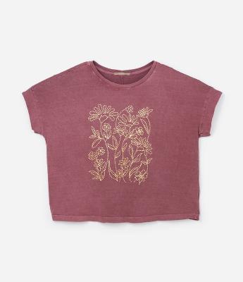 Camiseta Estonada Estampada Foil de Flores Curve & Plus Size