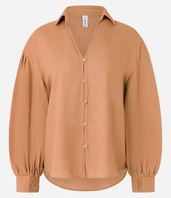 Camisa Oversized em Viscose e Linho com Botões