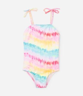 Maiô Infantil com Proteção UV e Estampa Tie Dye - Tam 5 a 14 Anos