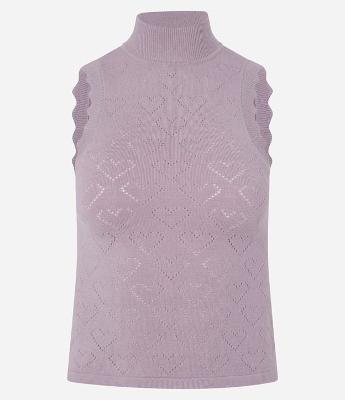 Blusa em Tricô com Golinha com Ondinhas na Cava